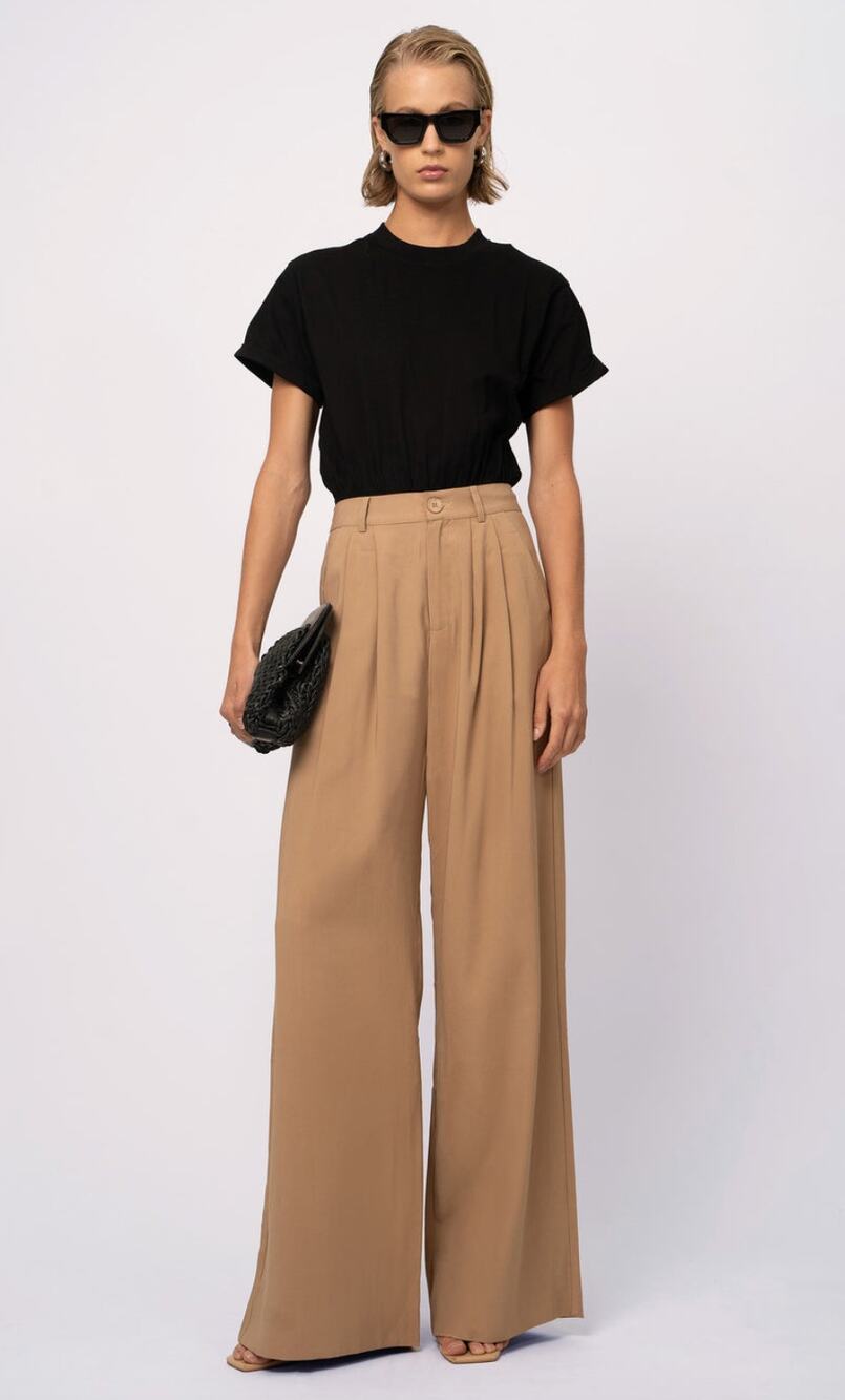 Nonchalant Label Fabi Wide Leg Pant Camel Brown Small